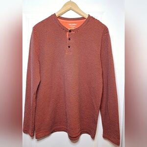 Cozy Striped Long Sleeve Henley (M)